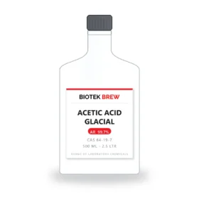 ACETIC ACID GLACIAL - BioTek Brew laboratory chemical, CAS 64-19-7, pack sizes 500 ml - 2.5 Ltr