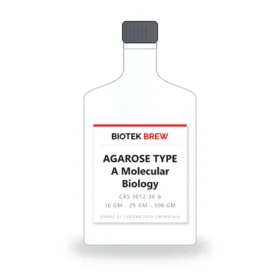 AGAROSE TYPE A Molecular Biology - BioTek Brew laboratory chemical, CAS 9012-36-6, pack sizes 10 gm - 25 gm - 100 gm