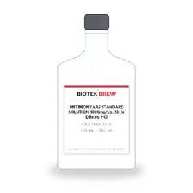 ANTIMONY AAS STANDARD SOLUTION 1000mg/Ltr. Sb In Diluted HCl - BioTek Brew laboratory chemical, CAS 7440-36-0