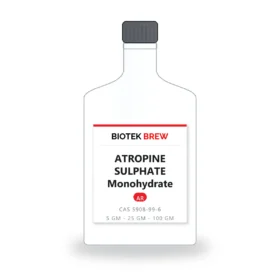 ATROPINE SULPHATE Monohydrate - BioTek Brew laboratory chemical, CAS 5908-99-6, pack sizes 5 gm - 25 gm - 100 gm