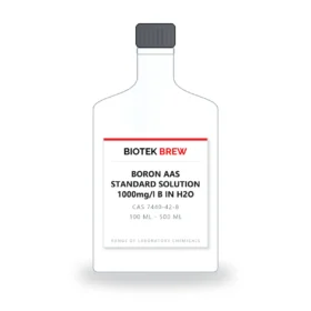 BORON AAS STANDARD SOLUTION 1000mg/l B IN H2O - BioTek Brew laboratory chemical, CAS 7440-42-8, pack sizes 100 ml - 500 ml