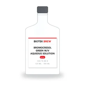 BROMOCRESOL GREEN W/V AQUEOUS SOLUTION - BioTek Brew laboratory chemical, CAS 76-60-8, pack sizes 125 ml - 500 ml