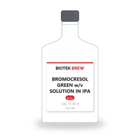 BROMOCRESOL GREEN w/v SOLUTION IN IPA - BioTek Brew laboratory chemical, CAS 76-60-8, pack sizes 125 ml