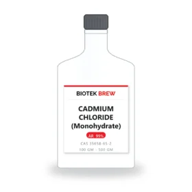 CADMIUM CHLORIDE (Monohydrate) - BioTek Brew laboratory chemical, CAS 35658-65-2, pack sizes 100 gm - 500 gm