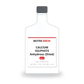 CALCIUM SULPHATE Anhydrous (Dried) - BioTek Brew laboratory chemical, CAS 7778-18-9, pack sizes 500 gm - 5 kg - 500 gm - 5 kg