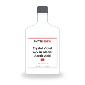 Crystal Violet w/v in Glacial Acetic Acid - BioTek Brew laboratory chemical, CAS 548-62-9, pack sizes 100 ml - 500 ml