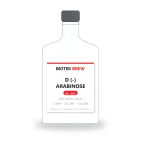D (-) ARABINOSE - BioTek Brew laboratory chemical, CAS 10323-20-3, pack sizes 5 gm - 25 gm - 100 gm