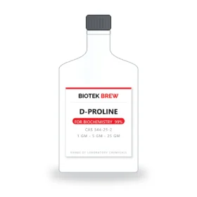 D-PROLINE - BioTek Brew laboratory chemical, CAS 344-25-2, pack sizes 1 gm - 5 gm - 25 gm