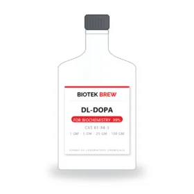 DL-DOPA - BioTek Brew laboratory chemical, CAS 63-84-3, pack sizes 1 gm - 5 gm - 25 gm - 100 gm
