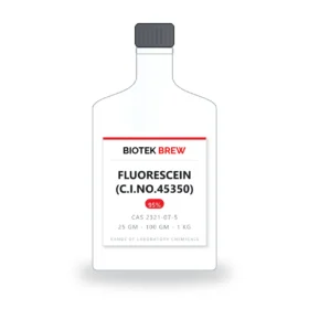 FLUORESCEIN (C.I.NO.45350) - BioTek Brew laboratory chemical, CAS 2321-07-5, pack sizes 25 gm - 100 gm - 1 kg