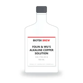 FOLIN & WU'S ALKALINE COPPER SOLUTION - BioTek Brew laboratory chemical, CAS 7783-00-8, pack sizes 500 ml