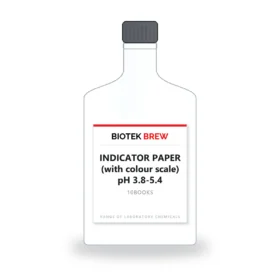 INDICATOR PAPER (with colour scale) pH 3.8-5.4 - BioTek Brew laboratory chemical, pack sizes 10Books