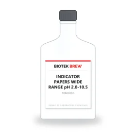 INDICATOR PAPERS WIDE RANGE pH 2.0-10.5 - BioTek Brew laboratory chemical, pack sizes 10Books
