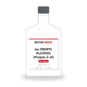 iso-PROPYL ALCOHOL (Propan-2-ol) - BioTek Brew laboratory chemical, CAS 67-63-0, pack sizes 500 ml - 2.5 Ltr.