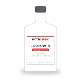 L-DOPA 99+% - BioTek Brew laboratory chemical, CAS 59-92-7, pack sizes 5 gm - 25 gm - 100 gm