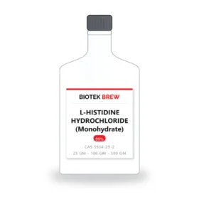 L-HISTIDINE HYDROCHLORIDE (Monohydrate) - BioTek Brew laboratory chemical, CAS 5934-29-2, pack sizes 25 gm - 100 gm - 500 gm