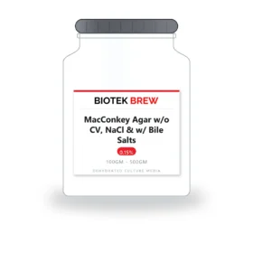 MacConkey Agar w/o CV, NaCl & w/ Bile Salts - BioTek Brew dehydrated culture medium, pack sizes 100gm - 500gm