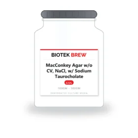 MacConkey Agar w/o CV, NaCl, w/ Sodium Taurocholate - BioTek Brew dehydrated culture medium, pack sizes 100gm - 500gm