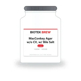 MacConkey Agar w/o CV, w/ Bile Salt - BioTek Brew dehydrated culture medium, pack sizes 100gm - 500gm