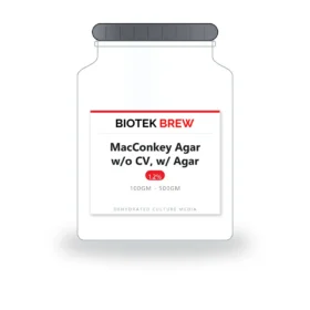 MacConkey Agar w/o CV, w/ Agar - BioTek Brew dehydrated culture medium, pack sizes 100gm - 500gm