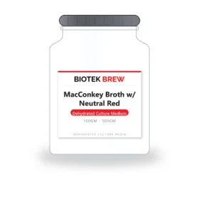 MacConkey Broth w/ Neutral Red - BioTek Brew dehydrated culture medium, pack sizes 100gm - 500gm