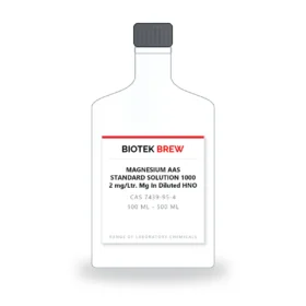 MAGNESIUM AAS STANDARD SOLUTION 1000 2 mg/Ltr. Mg In Diluted HNO - BioTek Brew laboratory chemical, CAS 7439-95-4