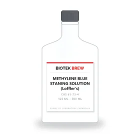 METHYLENE BLUE STANING SOLUTION (Loffler's) - BioTek Brew laboratory chemical, CAS 61-73-4, pack sizes 125 ml - 500 ml