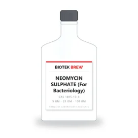 NEOMYCIN SULPHATE (For Bacteriology) - BioTek Brew laboratory chemical, CAS 1405-10-3, pack sizes 5 gm - 25 gm - 100 gm
