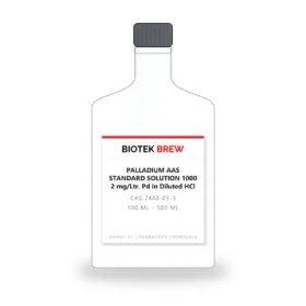 PALLADIUM AAS STANDARD SOLUTION 1000 2 mg/Ltr. Pd In Diluted HCl - BioTek Brew laboratory chemical, CAS 7440-05-3