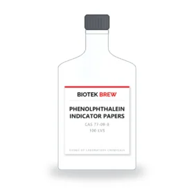 PHENOLPHTHALEIN INDICATOR PAPERS - BioTek Brew laboratory chemical, CAS 77-09-8, pack sizes 100 lvs