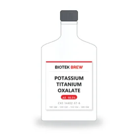 POTASSIUM TITANIUM OXALATE - BioTek Brew laboratory chemical, CAS 14402-67-6, pack sizes 100 gm - 500 gm - 100 gm - 500 gm