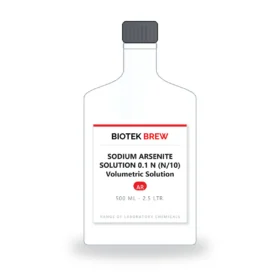 SODIUM ARSENITE SOLUTION 0.1 N (N/10) Volumetric Solution - BioTek Brew laboratory chemical, pack sizes 500 ml - 2.5 Ltr.
