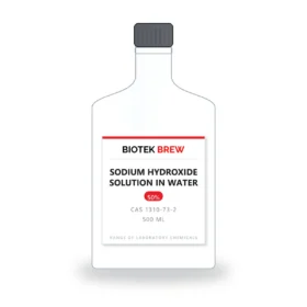 SODIUM HYDROXIDE SOLUTION IN WATER - BioTek Brew laboratory chemical, CAS 1310-73-2, pack sizes 500 ml
