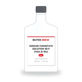 SODIUM TUNGSTATE SOLUTION W/V (Folin & Wu) - BioTek Brew laboratory chemical, CAS 7783-00-8, pack sizes 100 ml - 500 ml