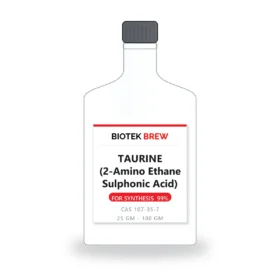 TAURINE (2-Amino Ethane Sulphonic Acid) - BioTek Brew laboratory chemical, CAS 107-35-7, pack sizes 25 gm - 100 gm