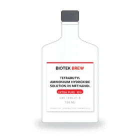 TETRABUTYL AMMONIUM HYDROXIDE SOLUTION IN METHANOL - BioTek Brew laboratory chemical, CAS 1336-21-6, pack sizes 100 ml