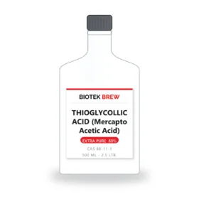 THIOGLYCOLLIC ACID (Mercapto Acetic Acid) - BioTek Brew laboratory chemical, CAS 68-11-1, pack sizes 500 ml - 2.5 Ltr.