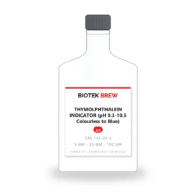 THYMOLPHTHALEIN INDICATOR (pH 9.3-10.5 Colourless to Blue) - BioTek Brew laboratory chemical, CAS 125-20-2